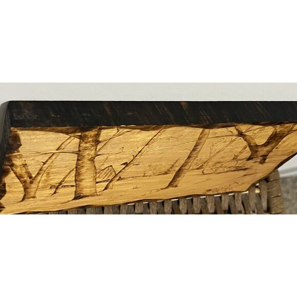 Pyrography by Don Worden 1978 Rustic Cabin in the Woods Wood Folk Art - Picture 6 of 10